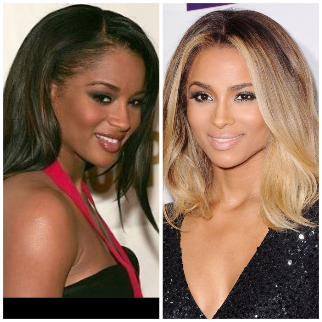 To bilder av samme dame, der hun er brun på ett og hvit på det andre.